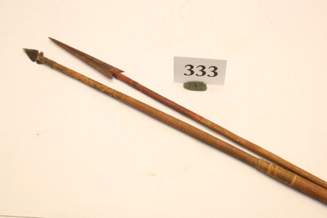 (2) painted Arrows: (2) painted Arrows – one iron, one obsidian, trip no fletching