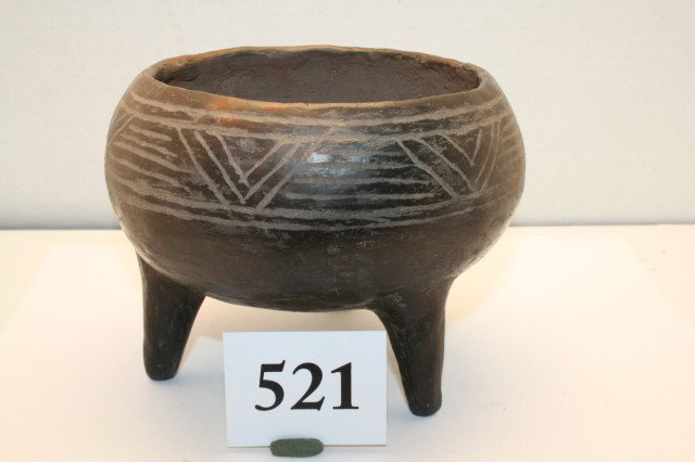 Tri Leg Mayan Bowl: 5 ½” Engraved Tri Leg Mayan Bowl