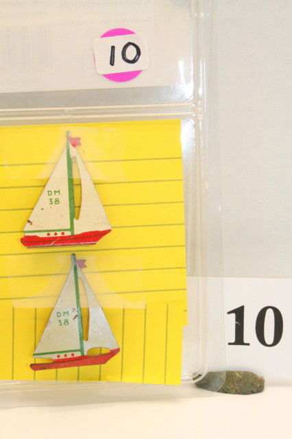 2 Metal Sail Boats: 2 Metal Sail Boats Cracker Jack Toy