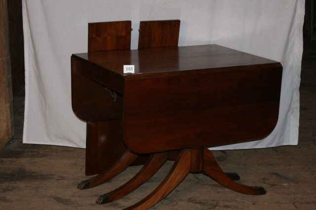 Walnut Duncan Phyfe Drop Leaf Table - WLL NOT SHIP: Walnut Duncan Phyfe Drop Leaf Table with brass claw feet - WILL NOT SHIP