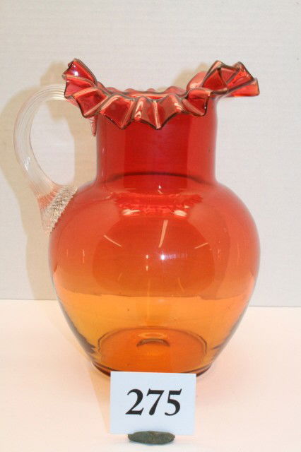 Amberina Hand Blown Pitcher: Amberina Hand Blown Pitcher – 8 ½” tall