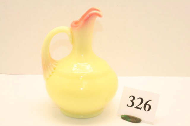 Fenton Burmese Gloss Cruet: Marked Fenton Burmese Gloss Cruet – 6” tall