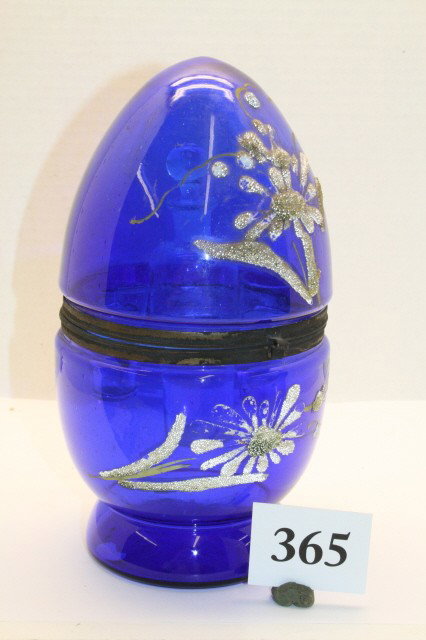 Cobalt Blue Liquor Caddie: Cobalt Blue Liquor Caddie – egg shaped – missing 4 glasses