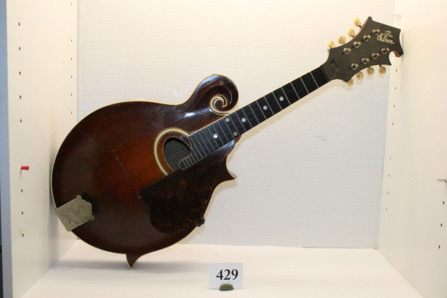 Gibson Mandolin: Gibson Mandolin – broken neck- with tortoise shell pick guard, ivory tuning knobs and trim – 27” long