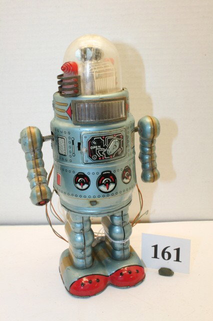 B.O. Remote Robot: B.O. Remote Robot 9” – original dome – missing remote and rubber hands (EXC – Pristine)