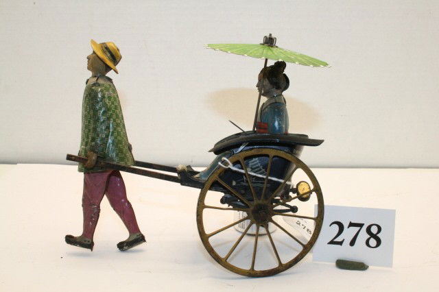 Lehmann Masuyama: Lehmann Masuyama – missing 1 wheel and fender – umbrella is replacement (VG – EXC)