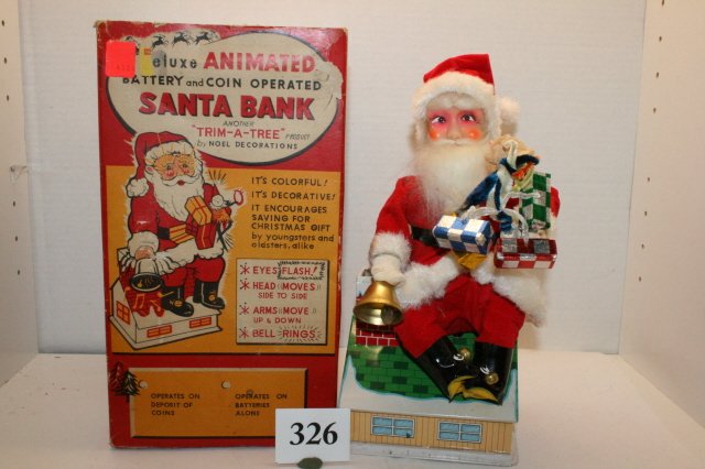 Noel Santa Bank: Noel Battery Operated 1960’s Santa Bank – mint with original box
