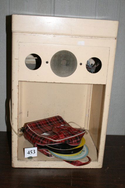 Wood Case Childs Electric Phonograph: Wood Case Childs Electric Phonograph -23” tall with records