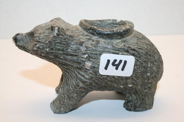 Historic Cherokee Bear Pipe: 3 7/8” x 2 3/16” Steatite Historic Cherokee Bear Pipe – South Carolina, nicely done!