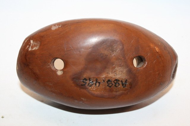 Claystone Boatstone: 3” Scooped and Drilled Claystone Boatstone, Tenn. Ex. Richard K. Meyers Collection, some old chips to one end