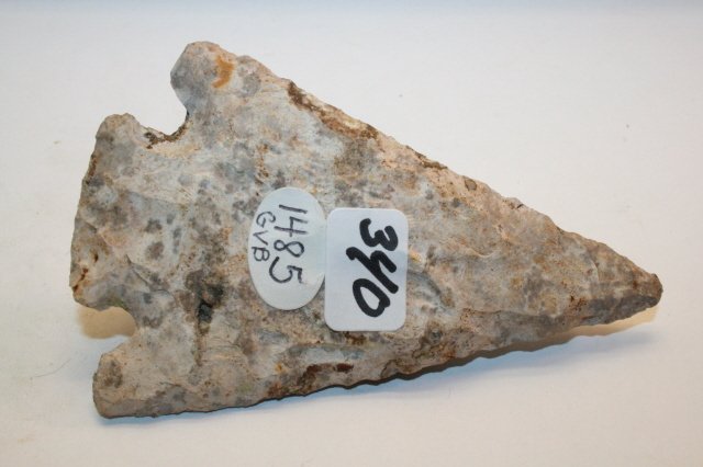 3 7/8” Smith Point: 3 7/8” Smith Point – Motteled Chert, Morrow Co. Ohio – Ex. Walter Price Coll. – Duane Rogers Coll.