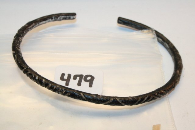 Iron Bracelet: 2 ¾” Engraved Iron Bracelet Wausaukee Wisconsin – Gary Leatherland, very rare!