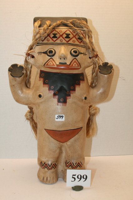 Mexican Standing Pottery Figure: 14” x 9” Contemporary Mexican Standing Pottery Figure