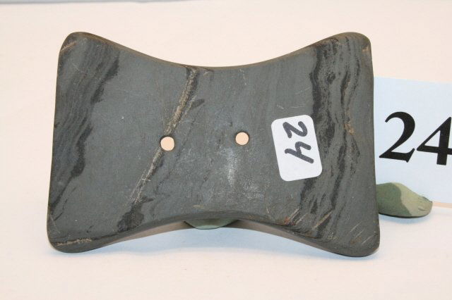 Bi Concave Gorget: 3 ¾” x 2 ¾” Bi Concave Gorget – Auglaize Co. Ohio – Ex. Stack Collection