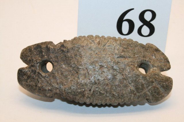 Engraved Adena Steatite Gorget: 3” Tallied Engraved Adena Steatite Gorget – Cocke Co. Tenn.