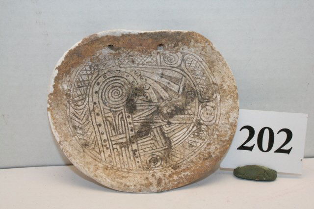 Rattlesnake Shell Gorget: 4 ½” Fine Rattlesnake Shell Gorget – Williams Island Tenn. – one of the finest Rattlesnake Gorgets we have sold