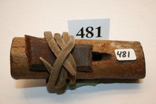 Elk Horn Medicine Bundle: 5” Elk Horn Medicine Bundle Abalone Ends, Slot carved in center, small pieces of abalone inside, very unique – Haida