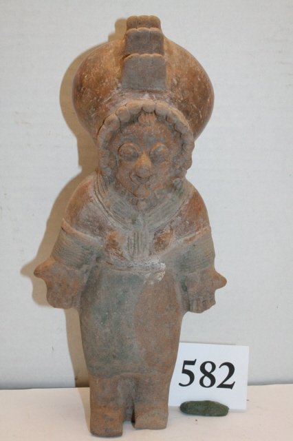 Peruvian Pottery Chieftain Statue: 9” x 4” Moche, Peruvian Pottery Chieftain Statue