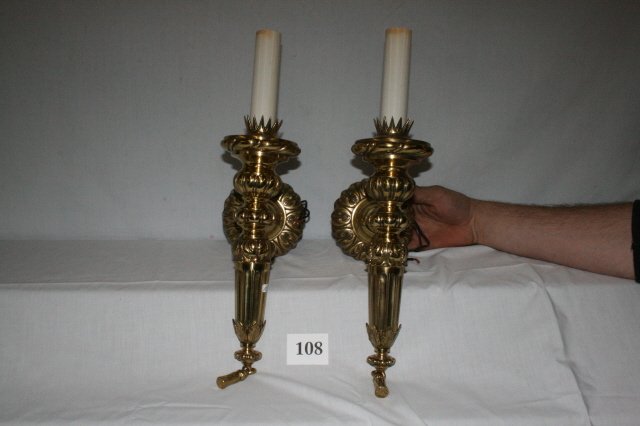 Pair Solid Brass Wall Sconces - 2
