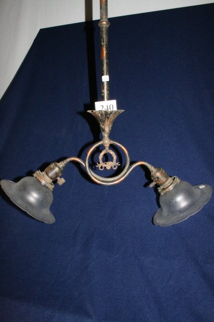 2 Arm Antique Copper Chandelier: 2 Arm Antique Copper Chandelier with shades