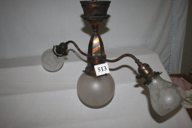 Antique Copper Chandelier: Antique Copper Chandelier with frosted shades