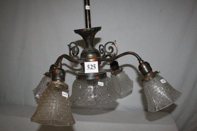 5 Shades Antique Copper Chandelier: 5 Shades Antique Copper Chandelier with matching shades