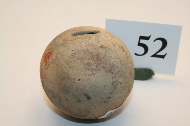 Redware Cross Kno Site Rattle: Rare Redware Cross Kno Site Rattle – 2 ¼” - Pottery Miniature from Kevin Pipes Collection