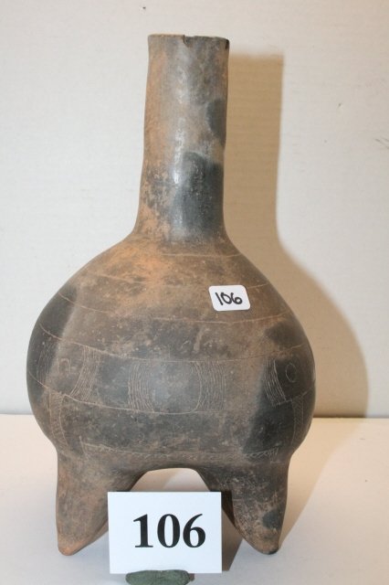 Footed Incised Water Bottle: 9 ¾” x 6” Footed Incised Water Bottle – pictured plate #23 Caddo Book by Jack Bonds