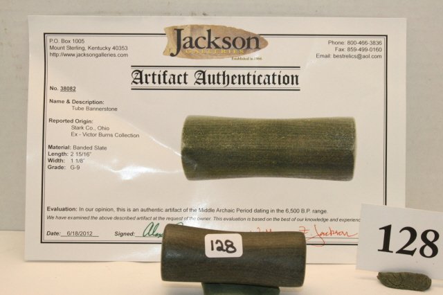 3” Rare Elliptical Bannerstone: 3” Rare Elliptical Bannerstone – Stark Co. Ohio – Grade 9 Jackson C.O.A.