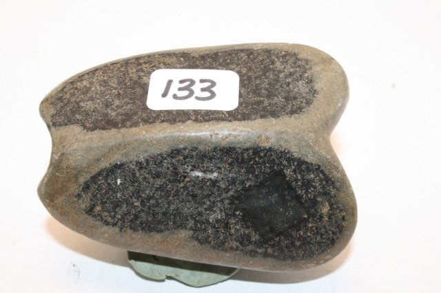 2 ¾” Conn. Shield Bannerstone: 2 ¾” Conn. Shield Bannerstone - Slate - Farmington Meadows, Conn. BROKEN & GLUED