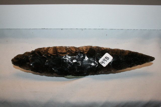 Black Notched Obsidian Blade: 8 ½” Black Notched Obsidian Blade – Smoked Translucent Obsidian