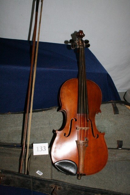 Violin & Bow: Violin & Bow - 22” long – Made in Nippon
