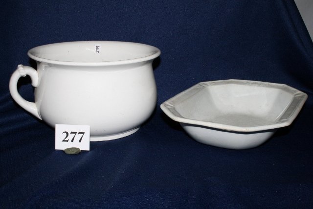 Slop Jar & Ironstone Bowl: Slop Jar & Ironstone Bowl