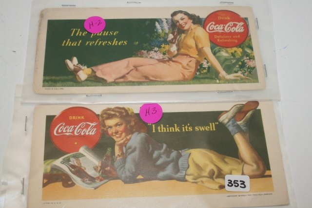 2 Coke Cola Ink Blotters: 2 Coke Cola Ink Blotters – nice – 41-42