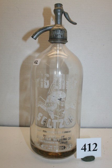Big Chief Seltzer (White) Bottle: Big Chief Seltzer (White) Bottle – Coca Cola Bottling Co. 15 cents