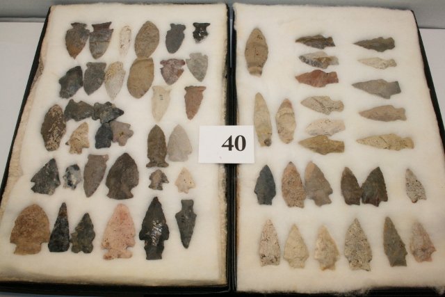 60 Assorted Points: (2) 12 x 8 Frames 60 Assorted Points – mostly Hardin Co. Ohio –largest 2 9/16”