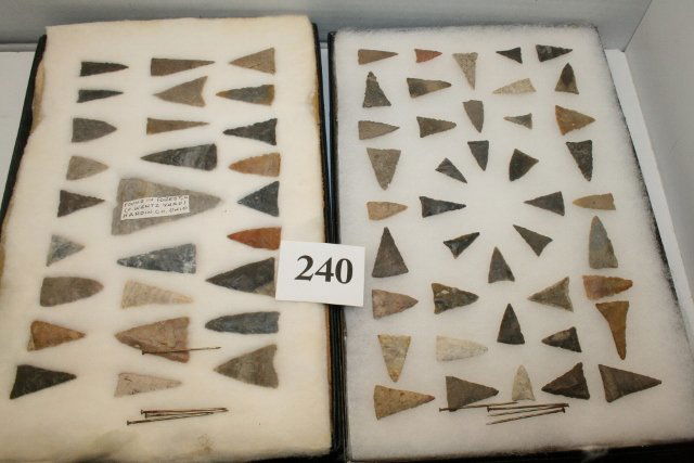 69 Ohio Triangular Points: Two 12” x 8” Frame total of 69 Ohio Triangular Points – largest 2 5/8”