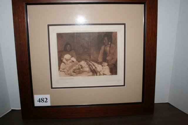 Curtis Original Photograph “Beaver Bundle”: 17 3/8” x 16” Image Size 7 3/8” x 5 3/8” Curtis Original Photograph “Beaver Bundle” 1926 – on rice paper