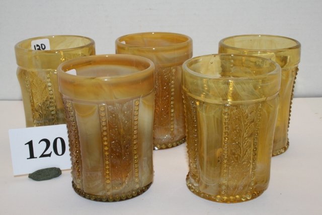 5 Slag Tumblers: 5 Slag Tumblers – 4” Yellowish or amber color