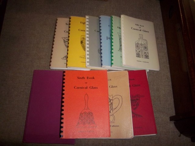 9 Reference Books on Carnival Glass: 9 Reference Books on Carnival Glass & 1 Miniature Lamp Book