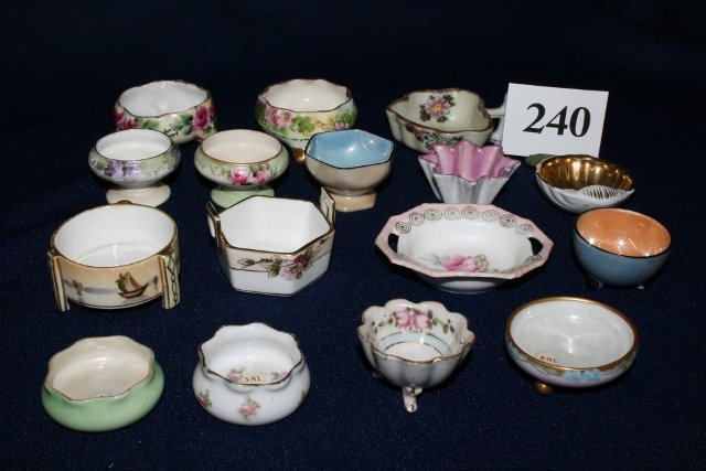 16 Salt Dips: 16 Salt Dips – Austria, Hand Painted Nippon, Germany, Hand Painted