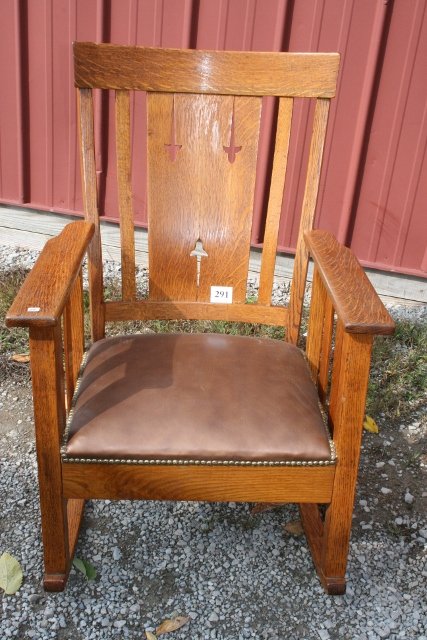 Refinished Oak Rocker WILL NOT SHIP: Refinished Oak Rocker with upholstered seat – will not ship