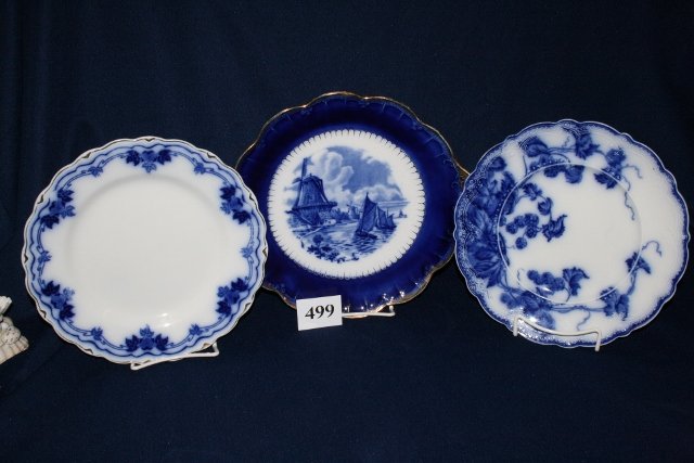 3 Flo Blue Plates: 3 Flo Blue Plates – Kenworth, Windmill Scene