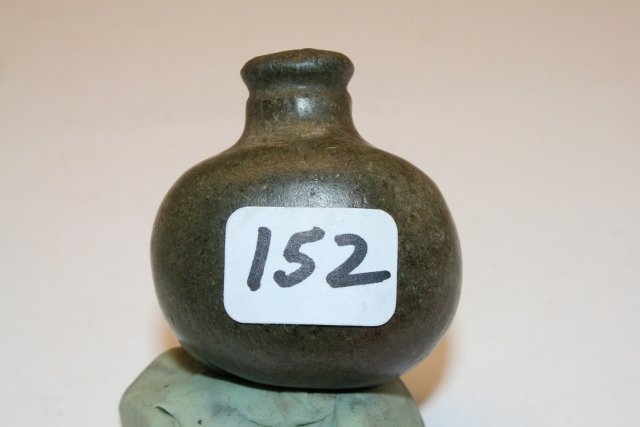 Knob Topped Plummet: 1 ½” Greenish Hardstone Knob Topped Plummet – highly polished – nice