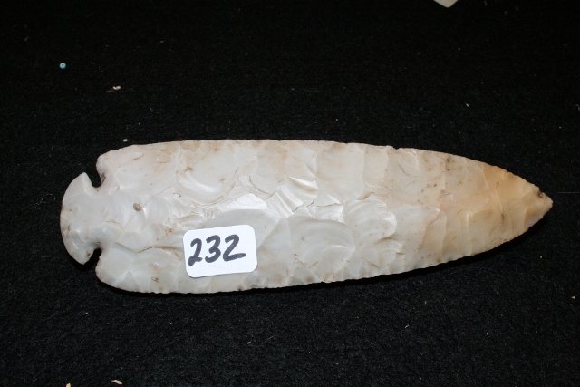 Flint Ridge Dovetail Point: 7 ½” Flint Ridge Dovetail Point – Pike Co. Ohio – Ex. Mark Wilson Coll., John Willis Coll. Perino C.O.A.