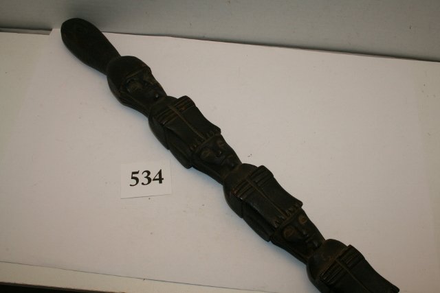 Carved Totomic Wand: 29 ¼” Carved Totomic Wand, heavy patina, Alaskan – nicely done
