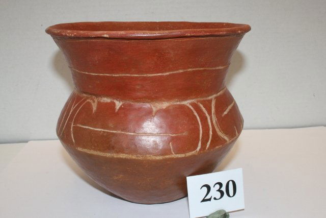 Red Avery Jar: 7 ½” x 6 ½” tall Red Avery Jar – flared mouth – engraved – professionally restored – Clark Co. Ark.