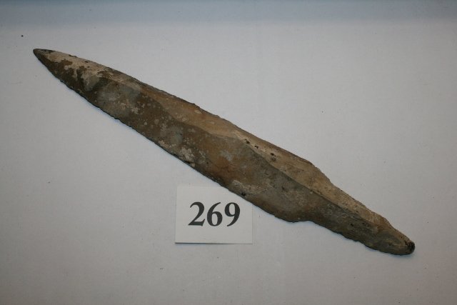 Mayan Uniface Dagger: 11 ½” Mayan Uniface Dagger – great patina – Grade 8 Eugene Bohan Coll.