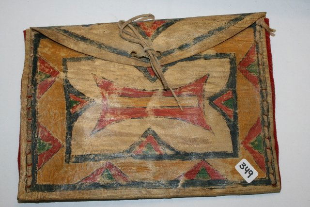 Parfleche Mirror Case: 6 ½” x 8 ½” Parfleche Mirror Case – contains original diamond shaped silver backed mirror