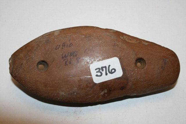 Glacial Kame Gorget: 4 3/8” Glacial Kame Gorget – Williams Co. Ohio – Brown Hardstone – Grade 7 C.O.A.